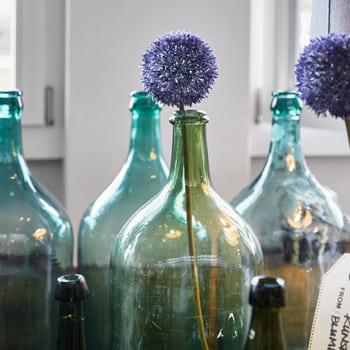 Bouteilles vides décoratives dans une boutique