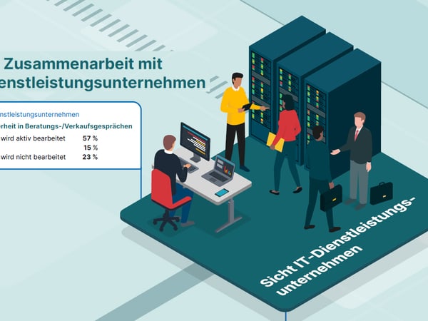 Cyberstudie Infografik: Zusammenarbeit mit Dienstleistungsunternehmen aus Sicht IT-Dienstleistenden