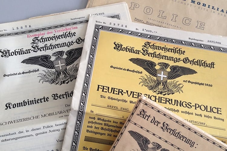 Alte Dokumente zur Geschichte der Mobiliar