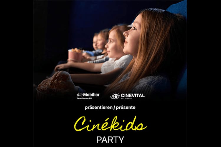 Flyer für CinéKids Party im Kino Lido Biel