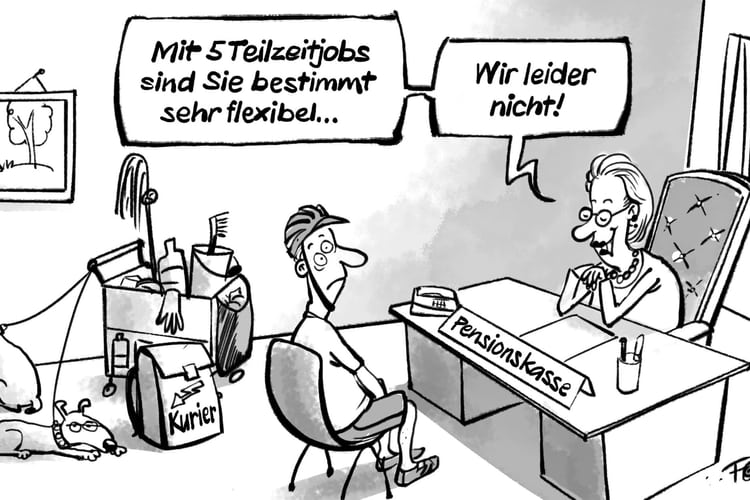 Cartoon zum Thema Berufliche Vorsorge