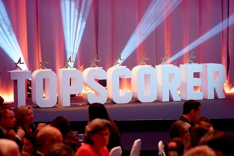 Le logo avec les trophées du gala Topscorer Mobilière 2017