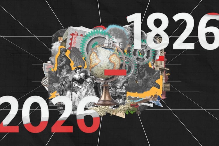 Historische Bilder mit den Jahrzahlen 1826 und 2026