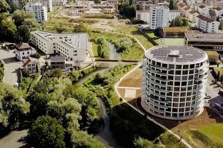 Un quartier verdoyant vu d’en haut