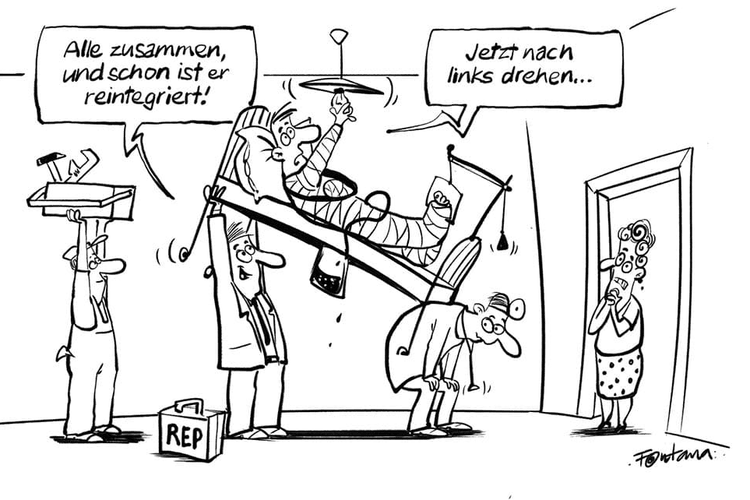 Cartoon sul tema Case Management/reintegrazione