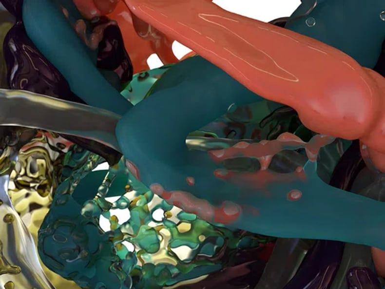 forme colorate nell’esposizione Arte e sostenibilità presso la Mobiliare 