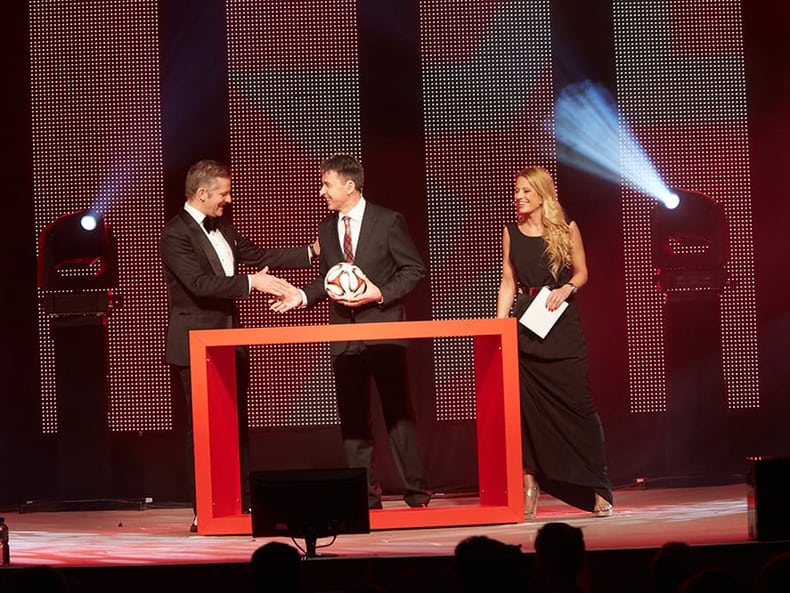 Die Moderator:innen an der Mobiliar Topscorer Gala 2014