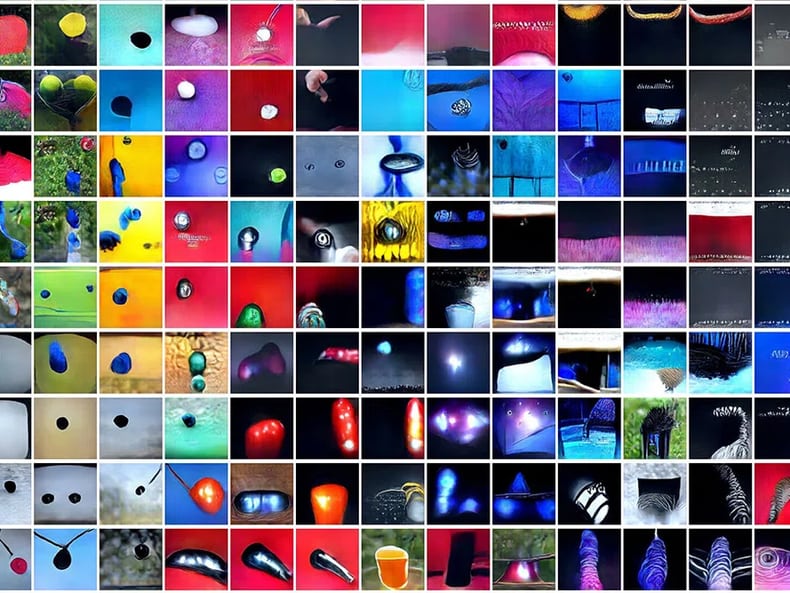 mattonelle colorate nell’esposizione «Arte e sostenibilità» presso la Mobiliare 