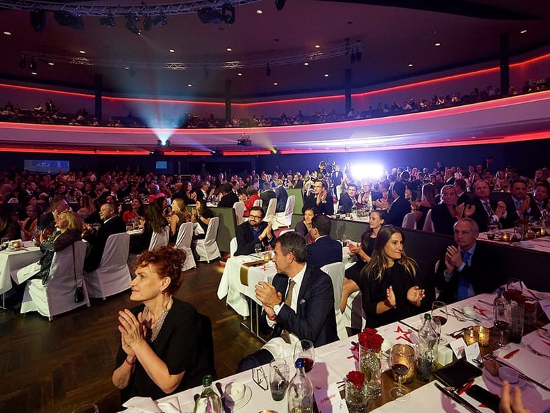 I tavoli del Kursaal al Topscorer Gala 2017 Mobiliare