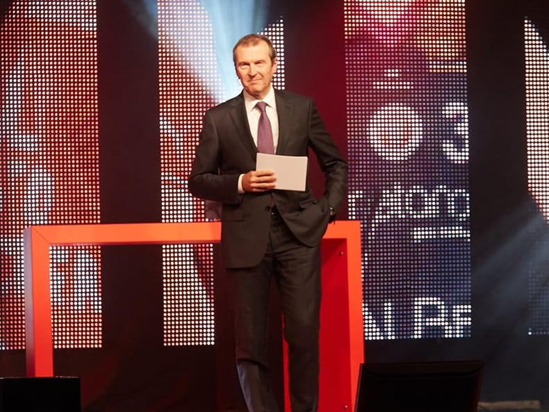 Der Moderator an der Mobiliar Topscorer Gala 2014