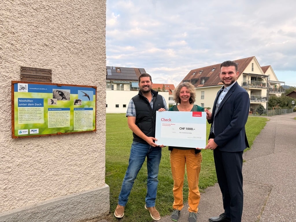 3 Personen halten einen Mobiliar-Check