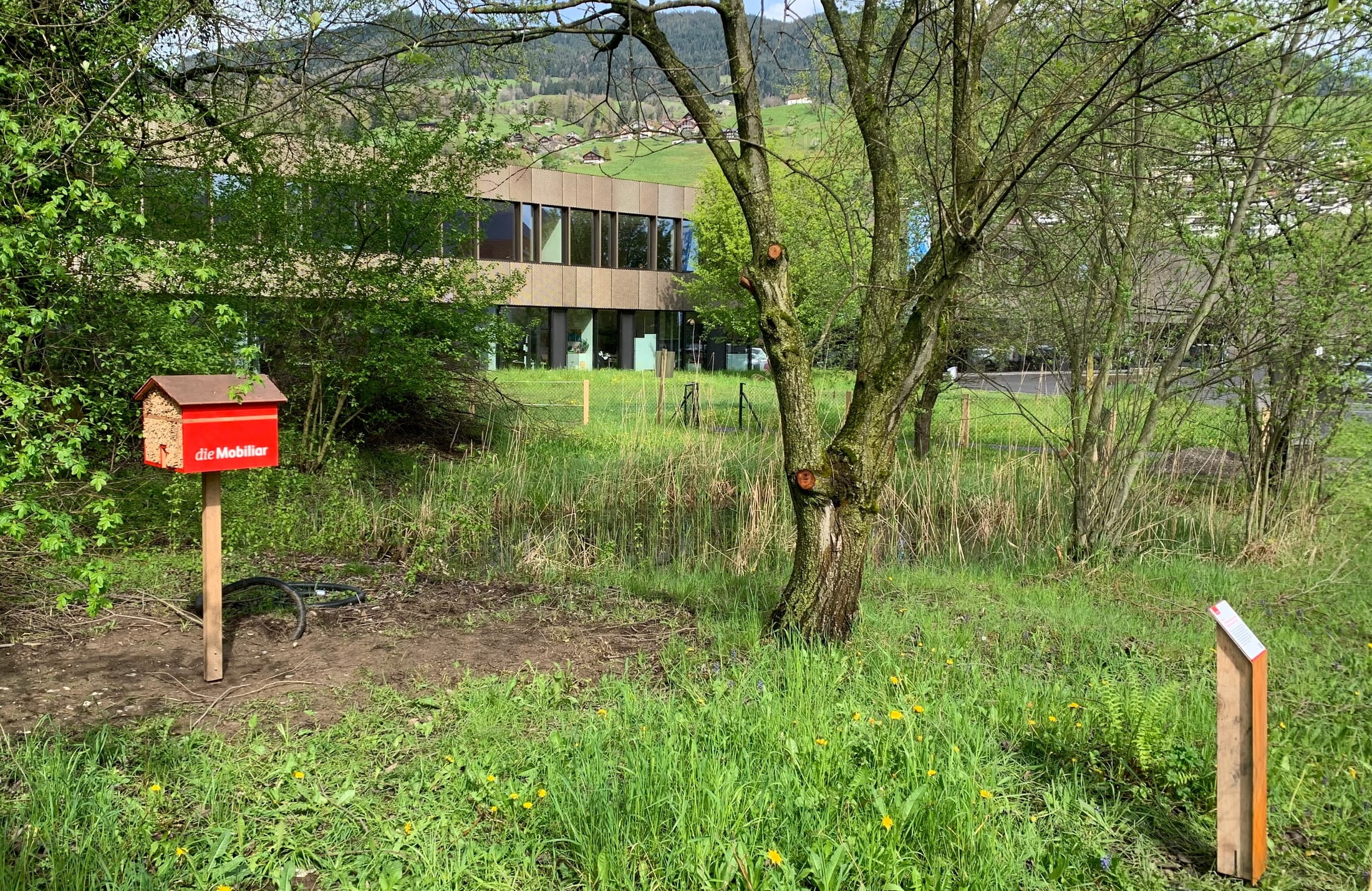 Das Mobiliar Wildbienenhaus beim ersten Posten
