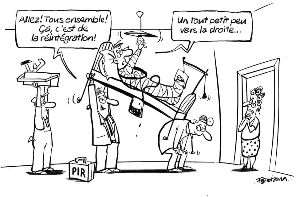 Caricature sur le thème du Case Management et de la réinsertion